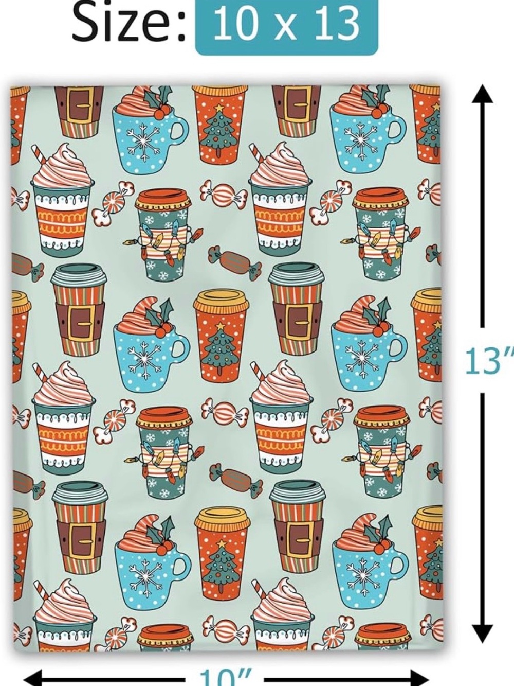 Festive Hot Cocoa & Coffee Party Polymailers. New Set of 20 pcs. 10”x13”